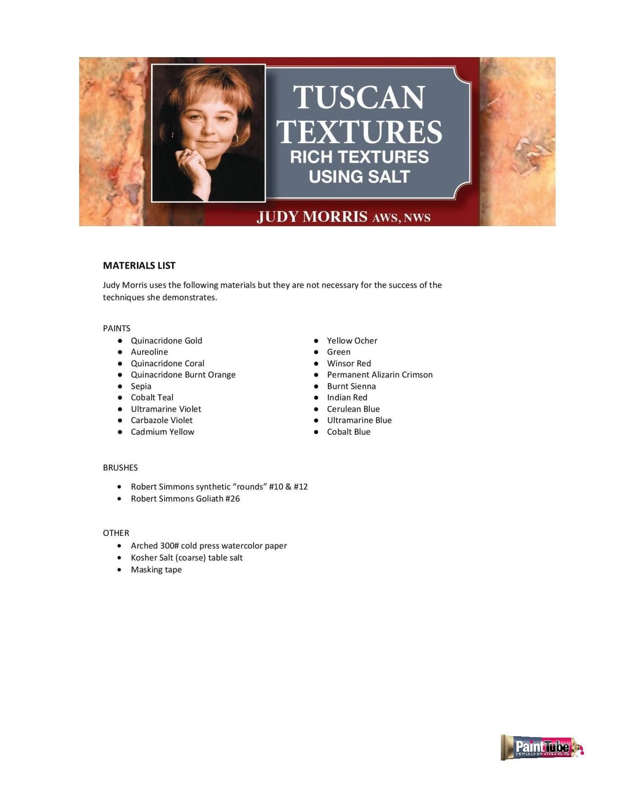 Judy Morris: Tuscan Textures: Rich Textures Using Salt