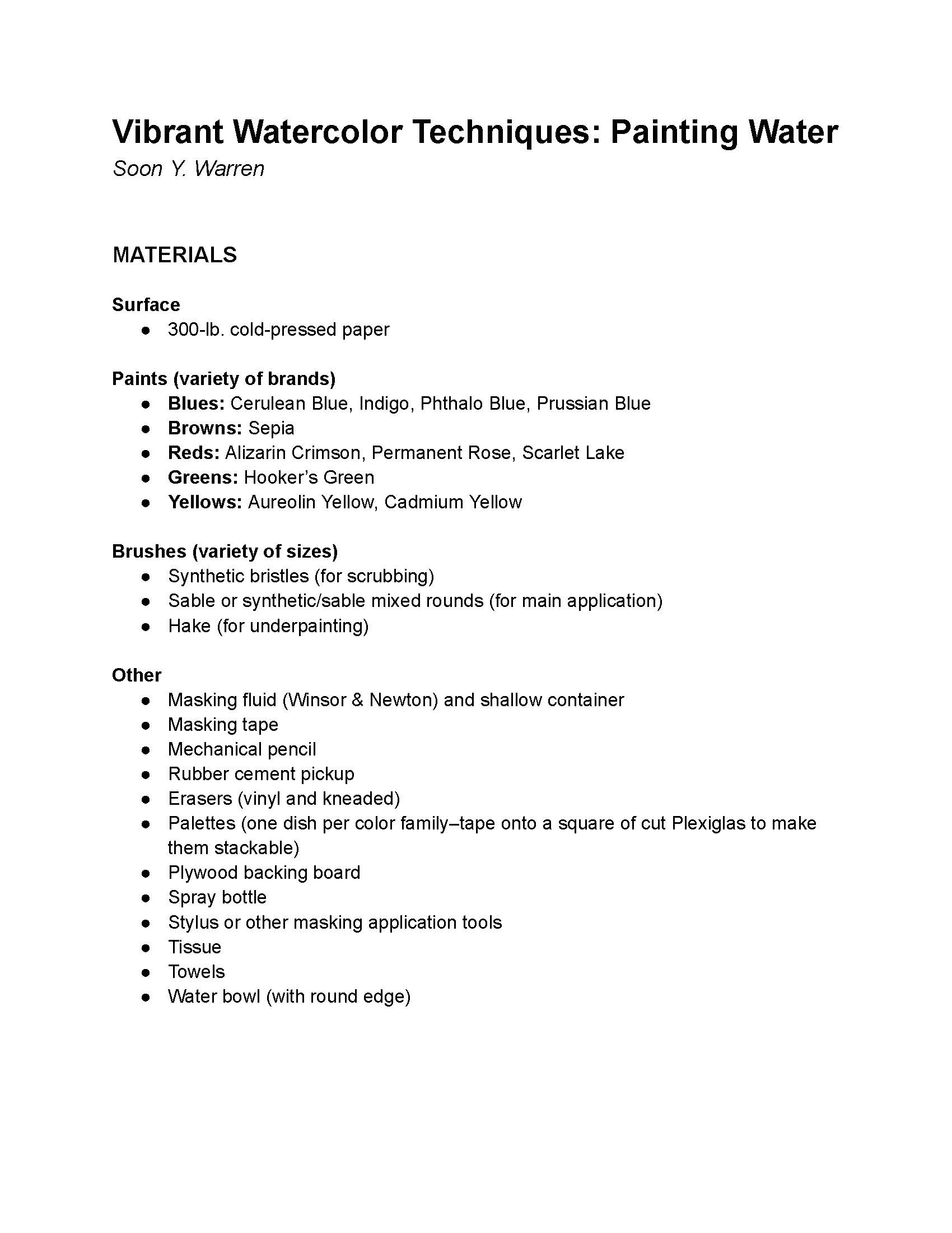 Soon Y. Warren: Vibrant Watercolor Techniques - Painting Water