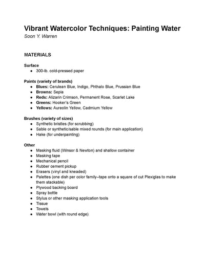 Soon Y. Warren: Vibrant Watercolor Techniques - Painting Water