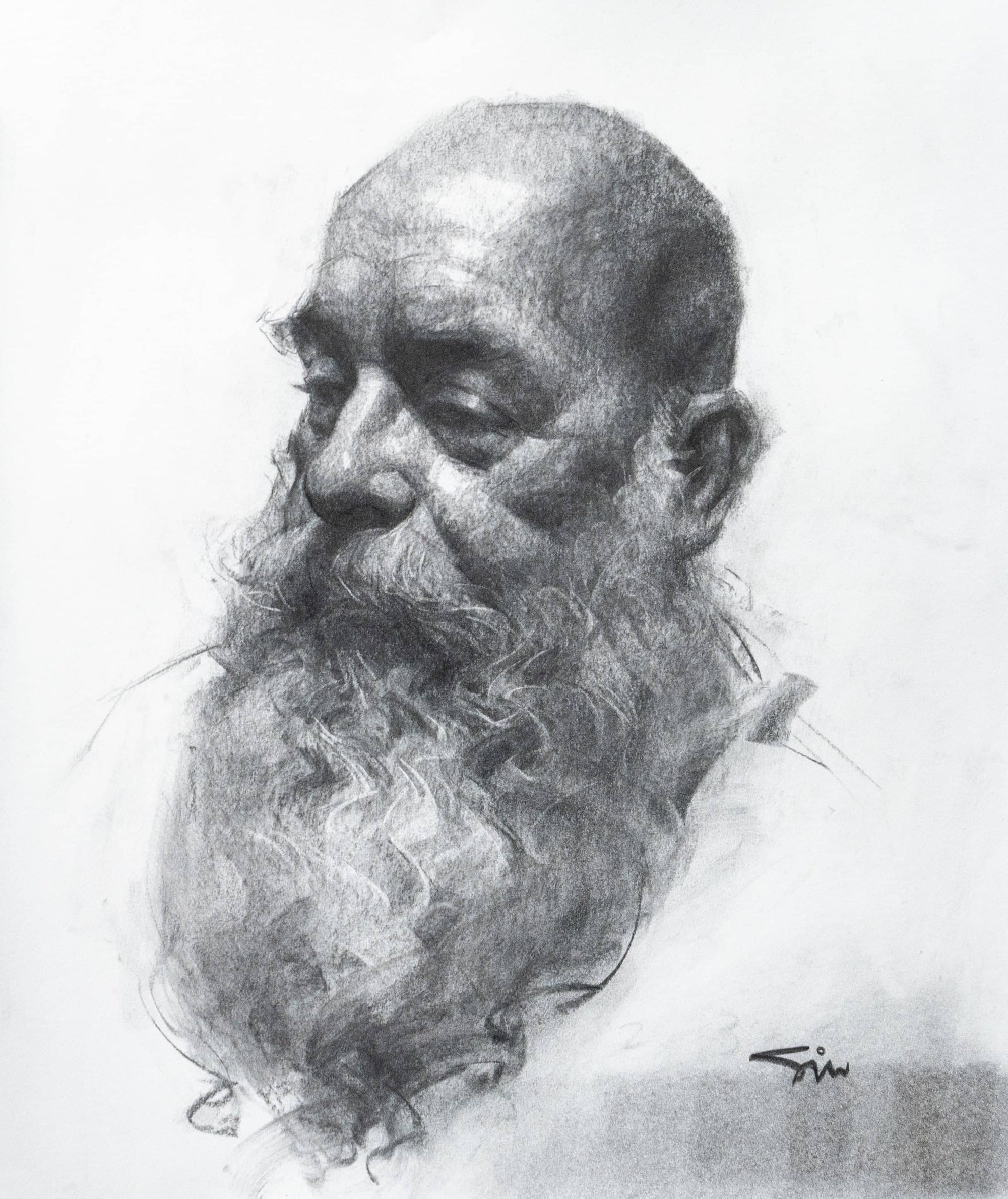 Charcoal pencil drawing portrait of a man - Other Hobbies - 1735848618